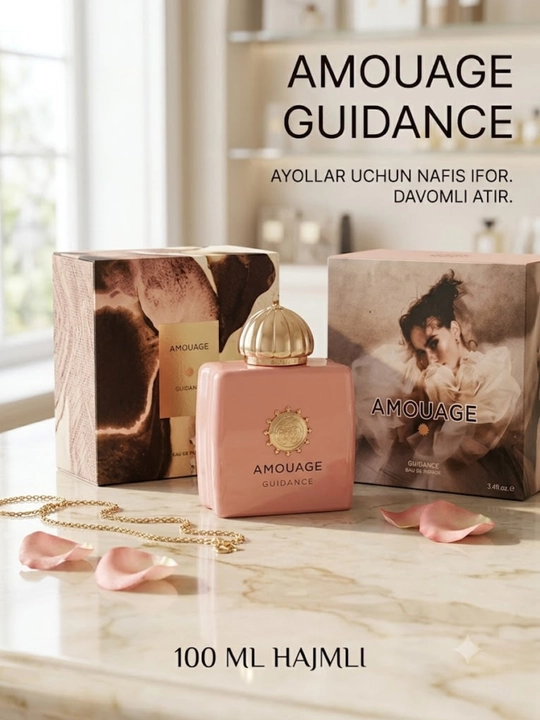 Ayollar atiri Amouage Guidance Eau de Parfum mevali va gulli nafis ifor, 100 ml