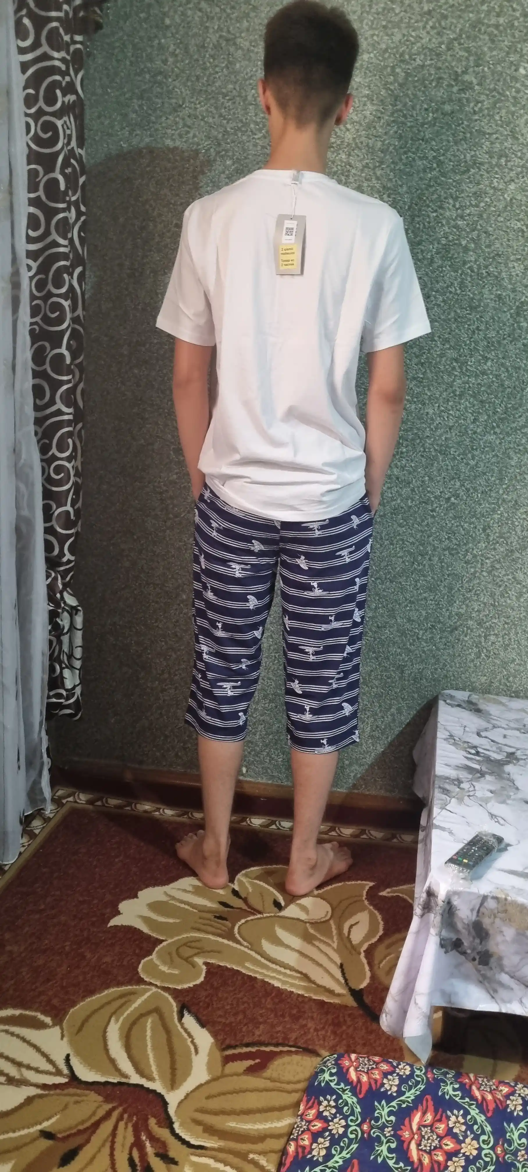 Shimlar va shimlar bilan erkaklar pijamalari, uy qurilishi paxta to'plami