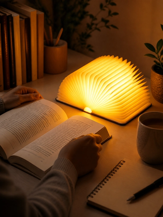 LED-ночник в форме книги - складная декоративная лампа, теплый свет