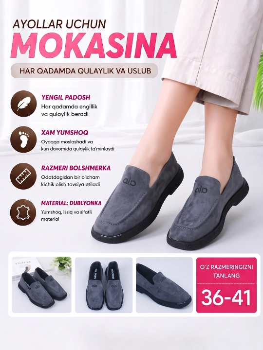 Ayollar kuzgi mokasinlari — yumshoq poyabzal - 