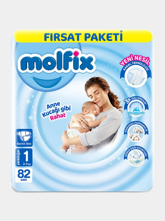 Bolalar uchun tagliklar Molfix 3D Newborn, 82 dona - 