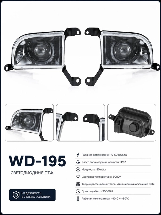 Светодиодные противотуманные фары WD-195 для Chevrolet Lacetti - 