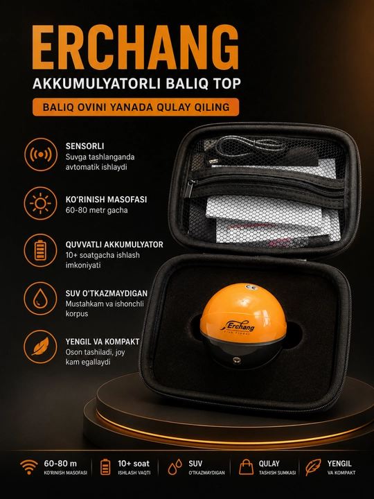 Akkumulyatorli baliq top Erchang fish finder sensorli suvda baliq qidirgich - 