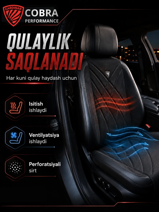 Cardinar Cobra Performance avto chexol, alkantara, eko-teri, Chevrolet uchun komplekt