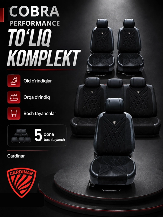 Cardinar Cobra Performance avto chexol, alkantara, eko-teri, Chevrolet uchun komplekt