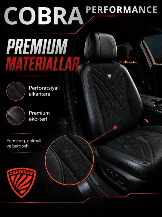 Cardinar Cobra Performance avto chexol, alkantara, eko-teri, Chevrolet uchun komplekt