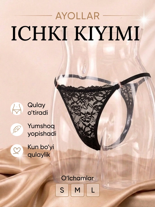 Ayollar stringi, 2 dona, ayollar uchun to‘rli ichki kiyim