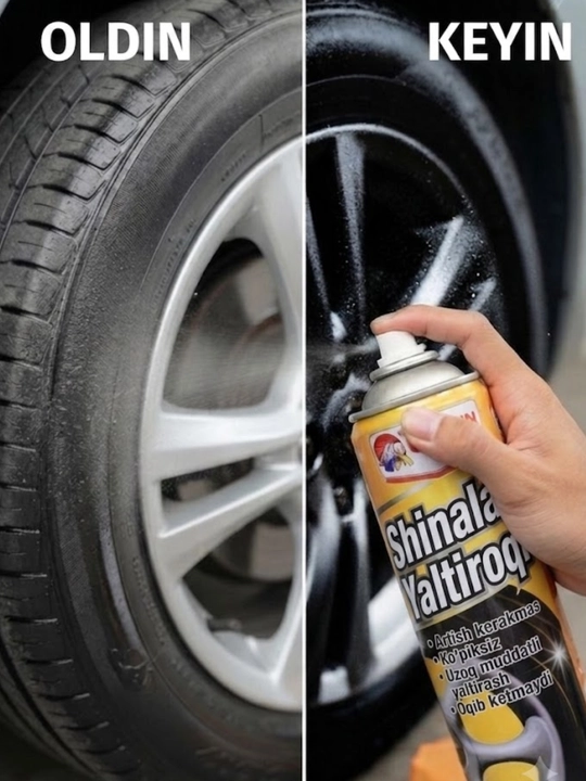 Avtomobil shinalari uchun Tire Shine yaltiroqlik beruvchi sprey, 450 ml