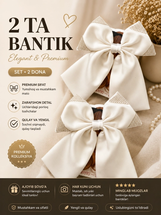 Ayollar va qizlar uchun sovg'a to'plamlari, оbоdok, zakolka, krabiklar va bantiklar - 