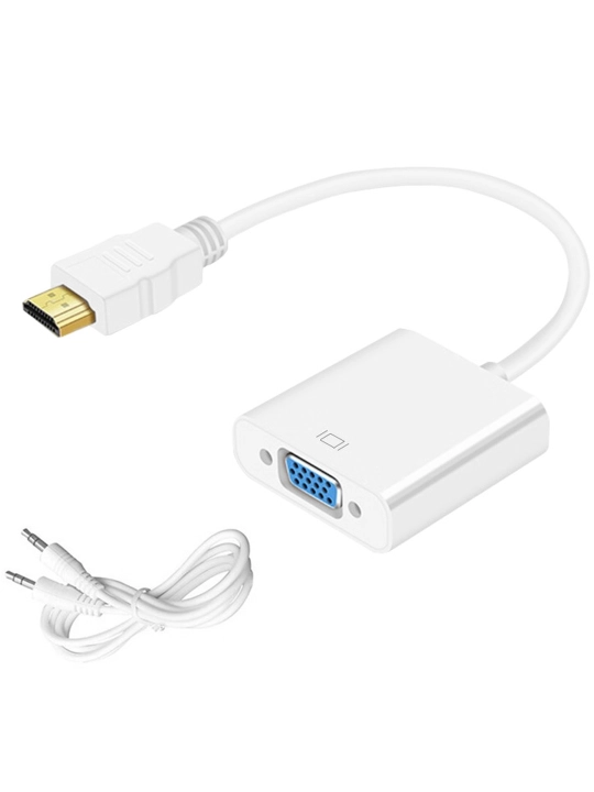 HDMI dan VGA ga adapter, 3.5 mm audio konvertor 1080P, monitor va proyektor uchun