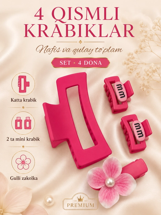 Ayollar va qizlar uchun sovg'a to'plamlari, оbоdok, zakolka, krabiklar va bantiklar - 