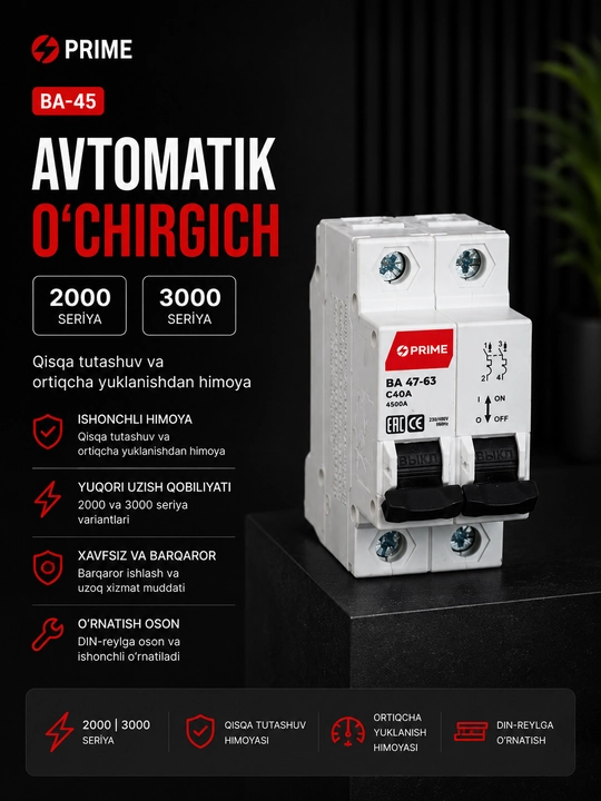 Avtomatik kalit VA 47-63, 2P 40A (C) 10kA PRIME - 