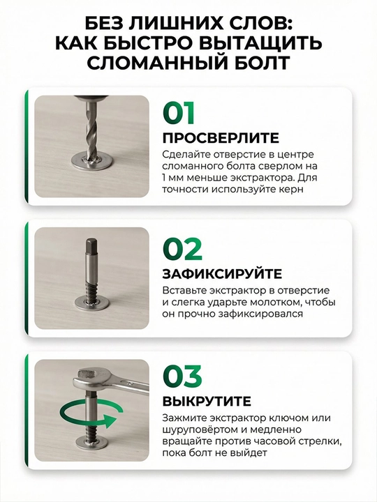 Набор экстракторов сломанных винтов, 5 штук