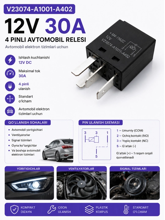 Benzin nasos rele Lada Vesta,universal rele, 614 - 