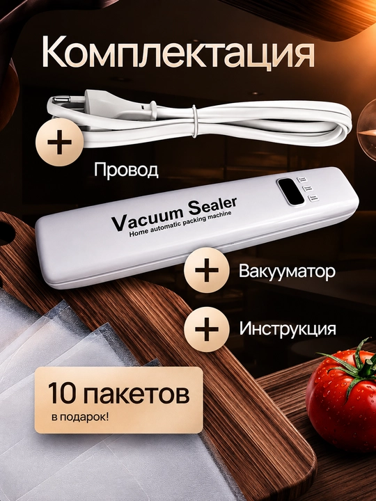 Sonifer vakuumatori, vakuum qadoqlagichi va turli o‘lchamdagi vakuumator qoplar