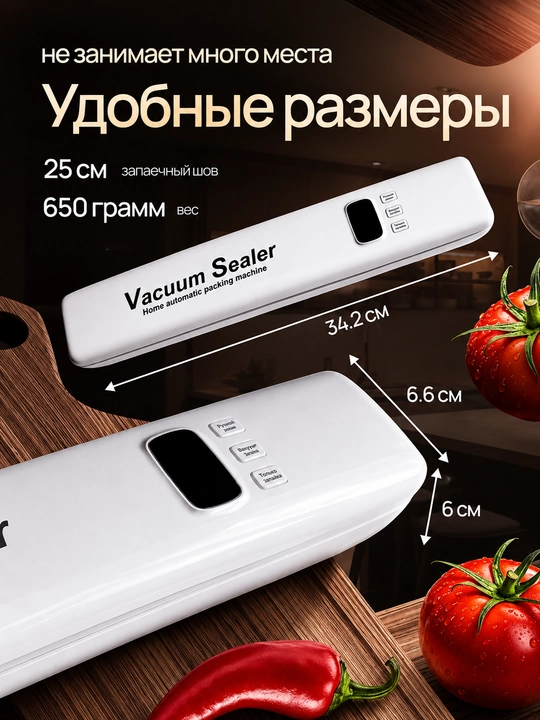 Sonifer vakuumatori, vakuum qadoqlagichi va turli o‘lchamdagi vakuumator qoplar