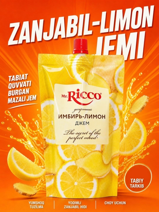 Джем десертный Mr.Ricco из натуральных ягод и фруктов 300г - 