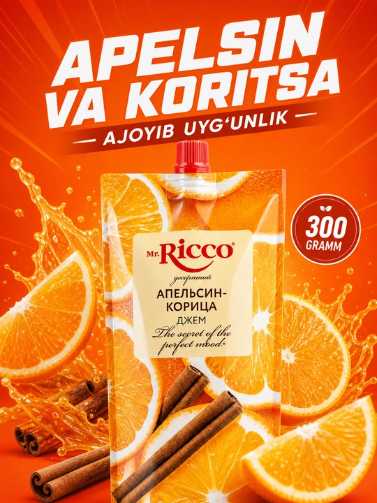 Mr.Ricco tabiiy rezavor va mevali desert djem assortimenti 300g
