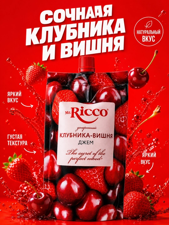 Mr.Ricco tabiiy rezavor va mevali desert djem assortimenti 300g