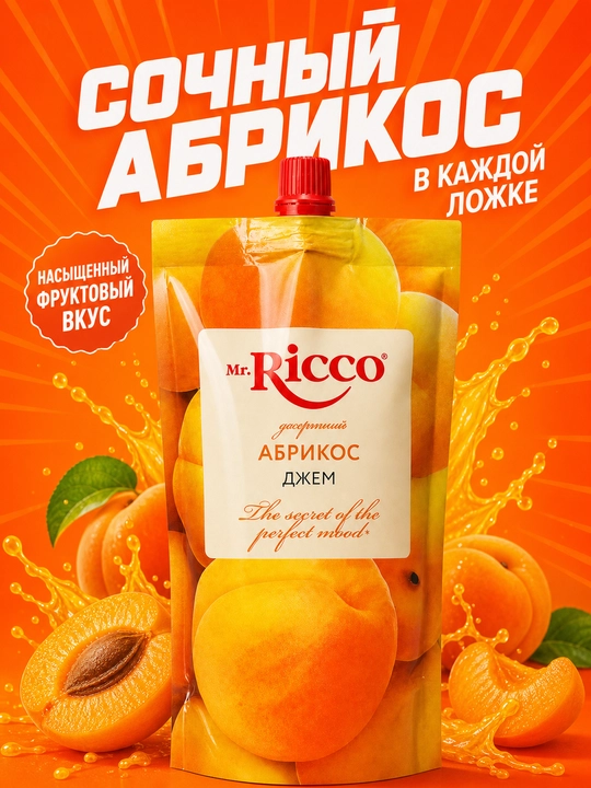 Джем десертный Mr.Ricco из натуральных ягод и фруктов 300г - 
