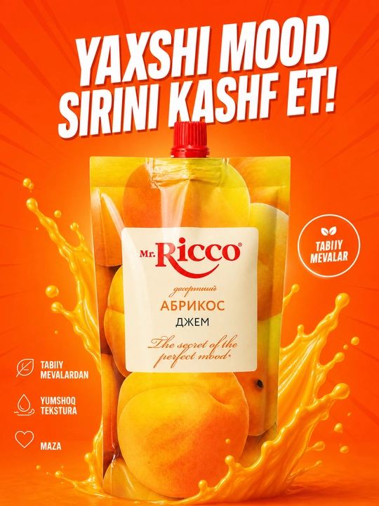 Mr.Ricco tabiiy rezavor va mevali desert djem assortimenti 300g