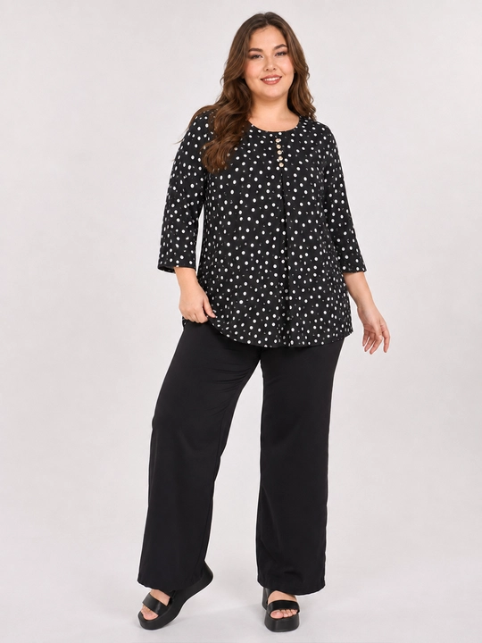 Ayollar uchun no‘xat gulli erkin bichimli bluzka XL–5XL