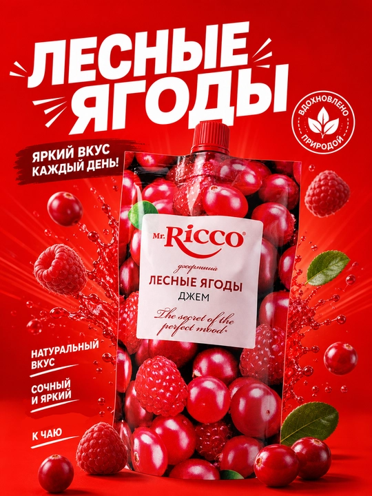 Mr.Ricco tabiiy rezavor va mevali desert djem assortimenti 300g