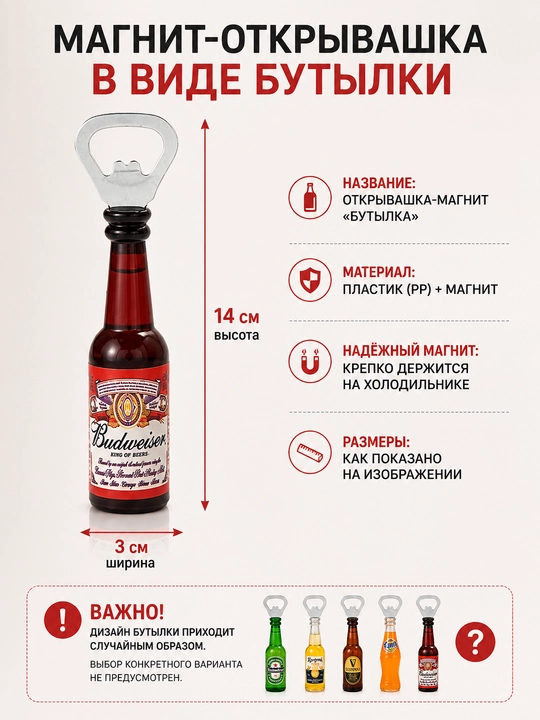 Магнитная открывалка для банок в форме напитка, для открывания банок и бутылок