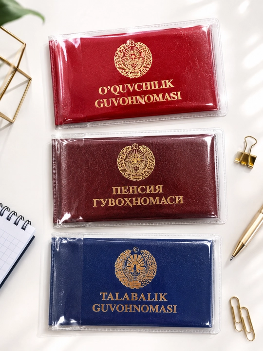 Guvohnomalar va talabalik guvohnomasi uchun jild, ID karta, plastik oblojka, kartxolder