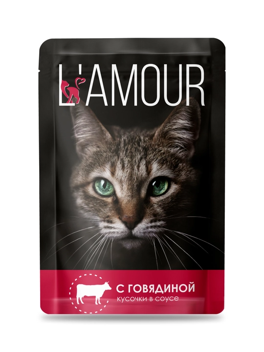 Lamour влажный корм для кошек, с говядиной в соусе, 75 гр 28 шт