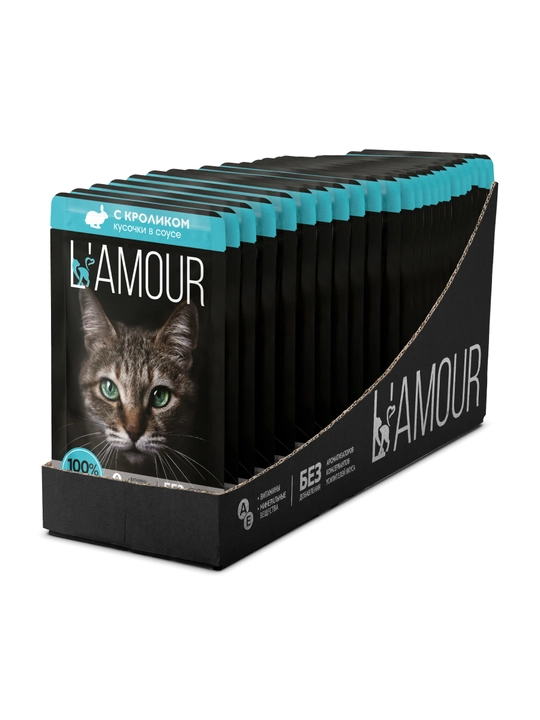 Lamour mushuklar uchun nam yem, sousli quyon go‘shti bilan, 75 gr 5 dona