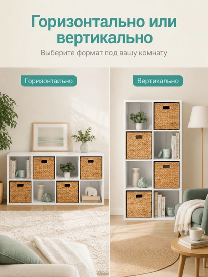 Органайзер на 8 ячеек, книжный стеллаж 11 дюйм, съемные панели, белый цвет