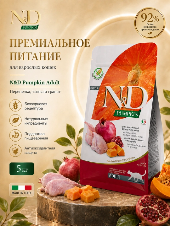 Farmina N&D Neutered sterilizatsiya qilingan mushuklar uchun holistik quruq ozuqa, 5kg - 