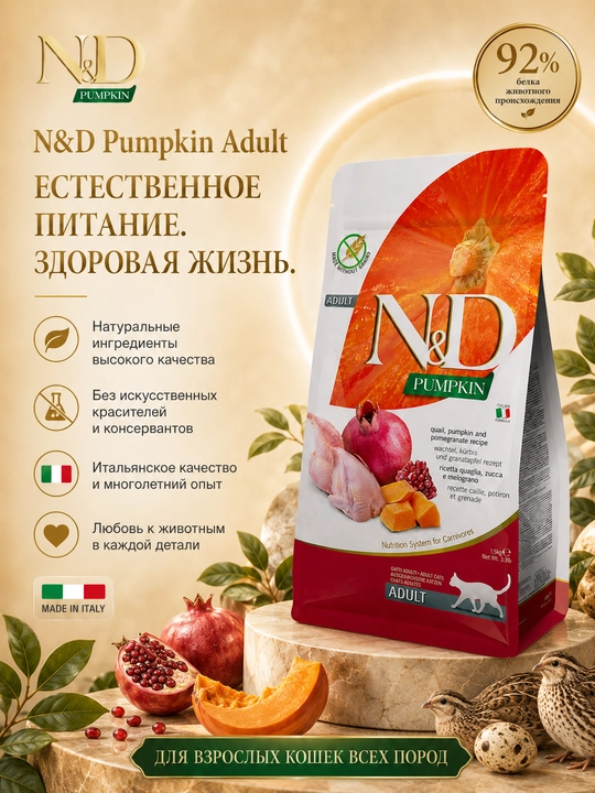 Farmina N&D Neutered sterilizatsiya qilingan mushuklar uchun holistik quruq ozuqa, 5kg