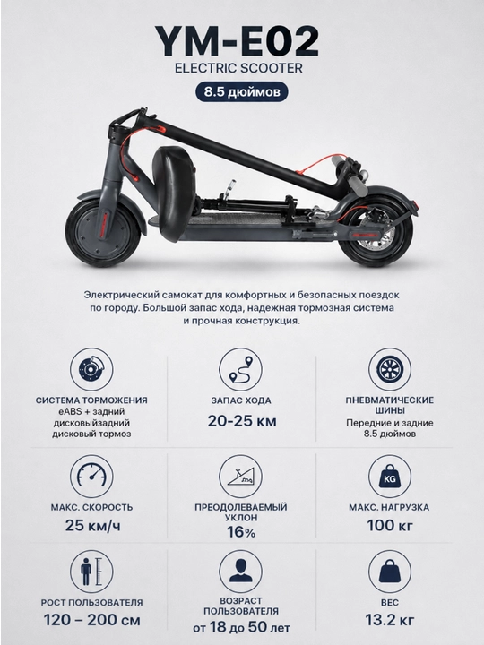 Электросамокат KECHITE M1 Electric Scooter, 8.5