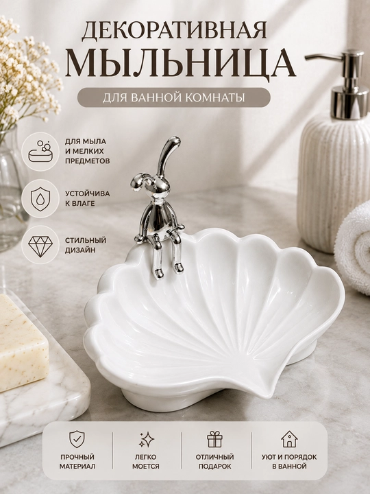 Декоративная мыльница, для мыла и других мелких предметов. Удобно для ванной комнаты - 