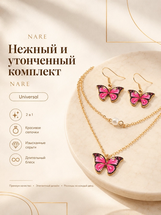Набор украшений цепочка и серьги - 