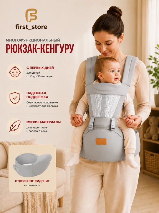 0-4 yoshli bolalar uchun ergonomik kenguru ryukzagi - 