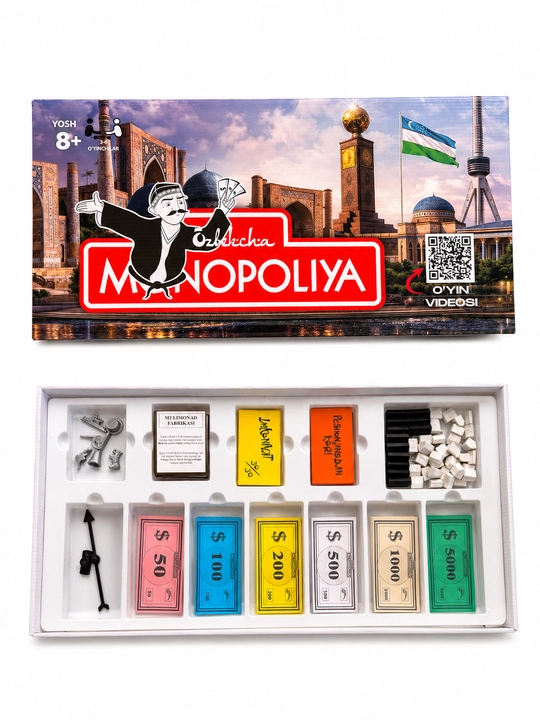 O'zbekcha Monopoliya - Intellektual stol oyini, oila va dostlar bilan oynash uchun - 