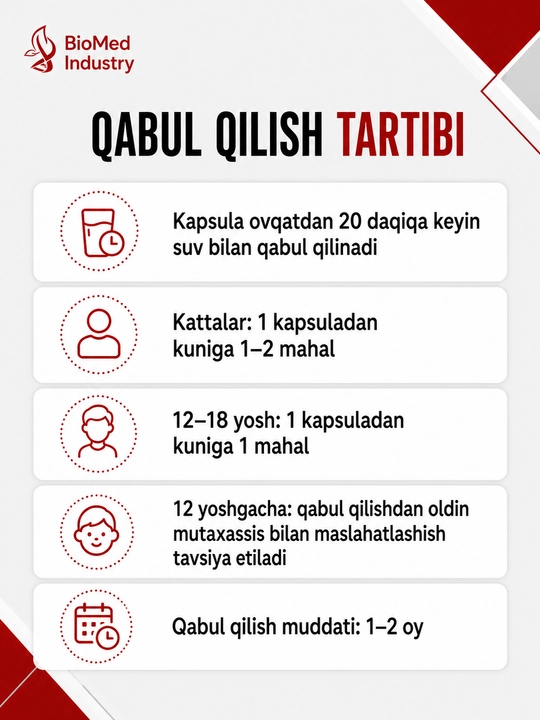 EKSTRAFER — gemoglobin darajasini oshirish va kamqonlikning oldini olish uchun 30 kapsula