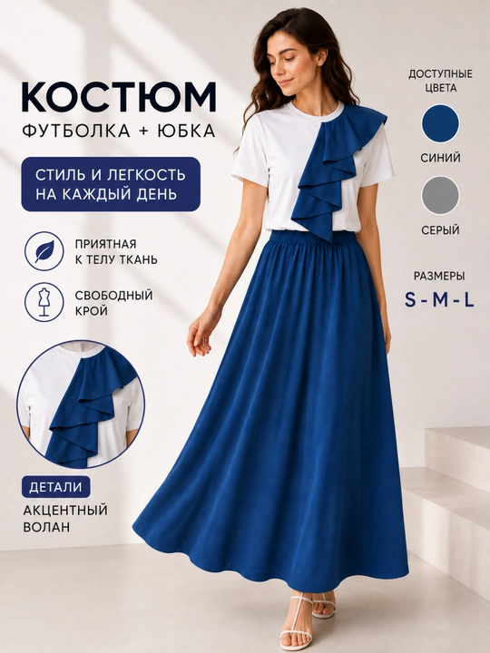 Женский костюм с юбкой, женский комплект, весенний, летний, осенний, размеры S, M, L