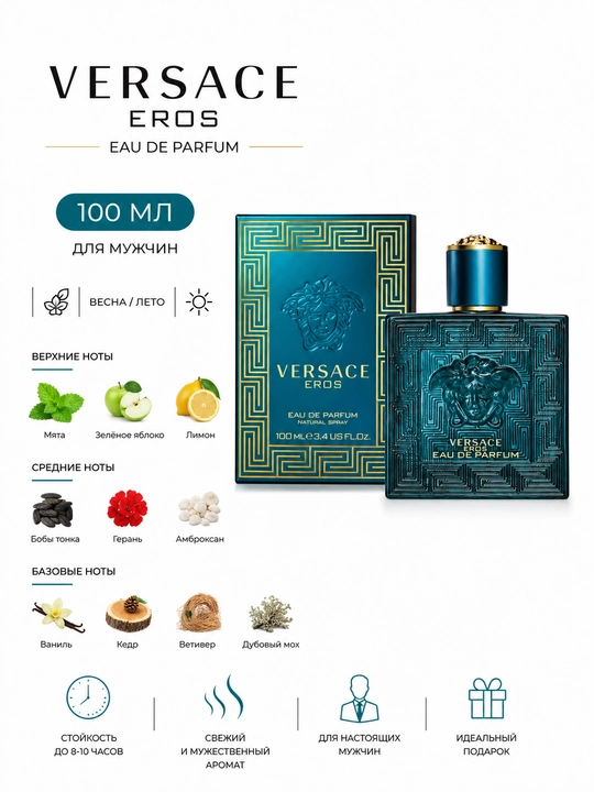 VERSACE EROS EAU DE PARFUM erkaklar uchun - 