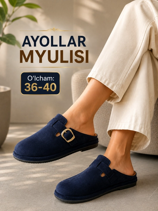 Ayollar myulisi, sabo, yopiq uchli tapochka, orqasi ochiq qulay oyoq kiyim, 36-40 - 