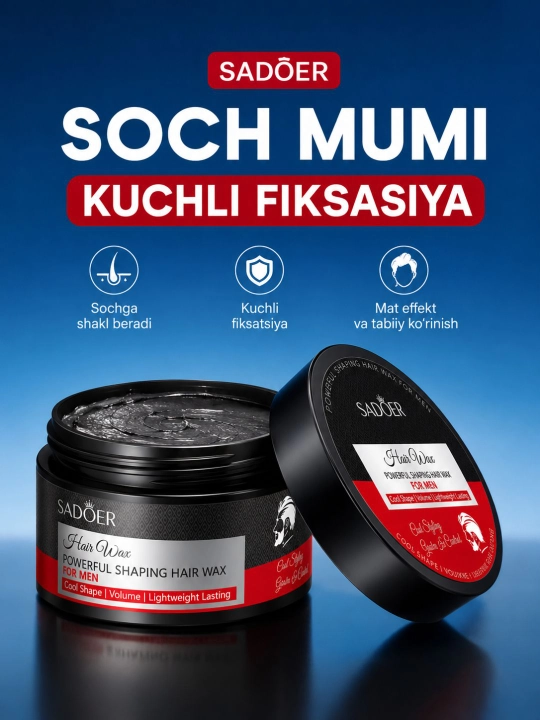 Soch uchun mumi SADOER kuchli fiksatsiya soch turmagi va hajm uchun 100 g - 