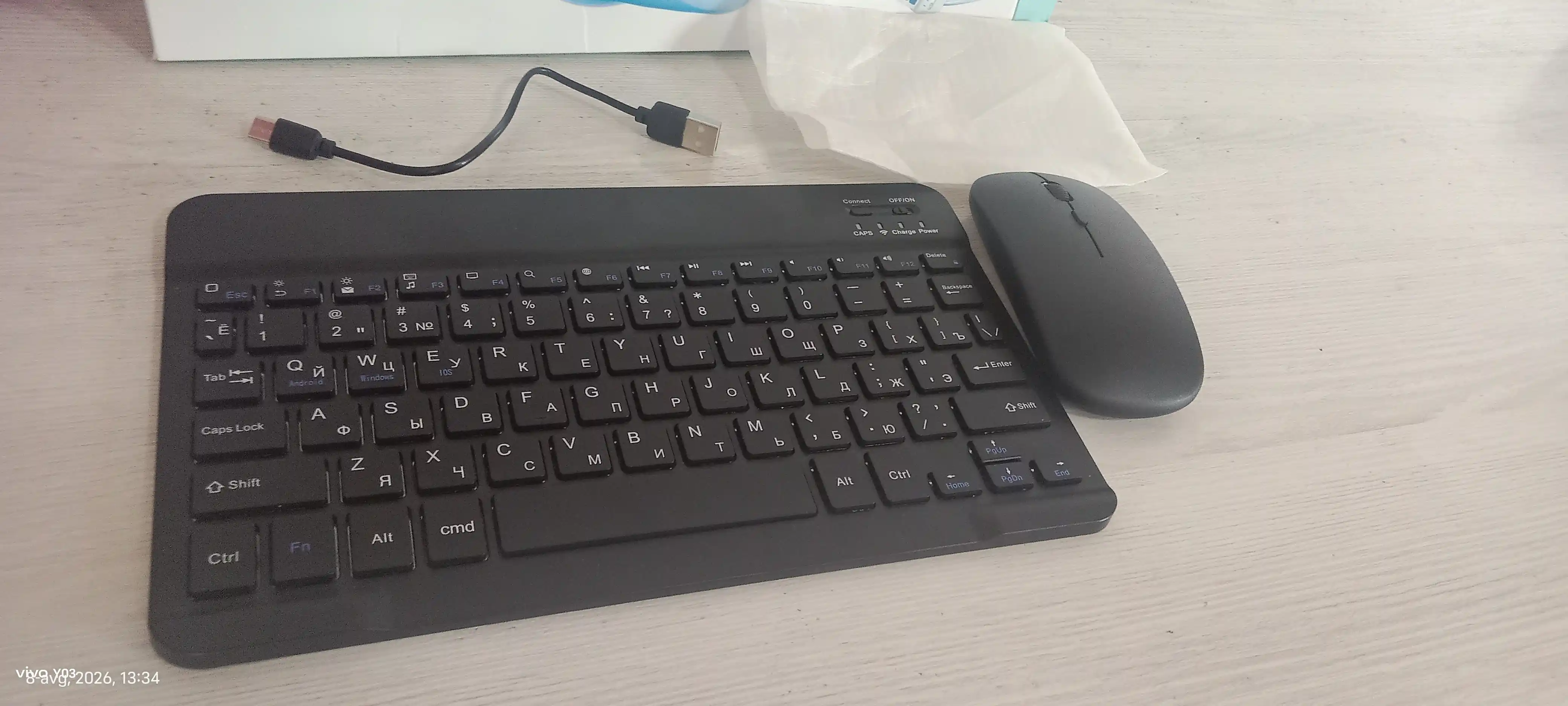 Telefon, planshet va kompyuter uchun simsiz Bluetooth klaviatura va sichqoncha, ultrayupqa