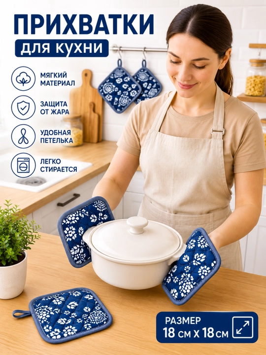 Issiq idish-tovoqlar va pishiriqlar uchun 2 dona issika chidamli oshxona paxta tutqichlari