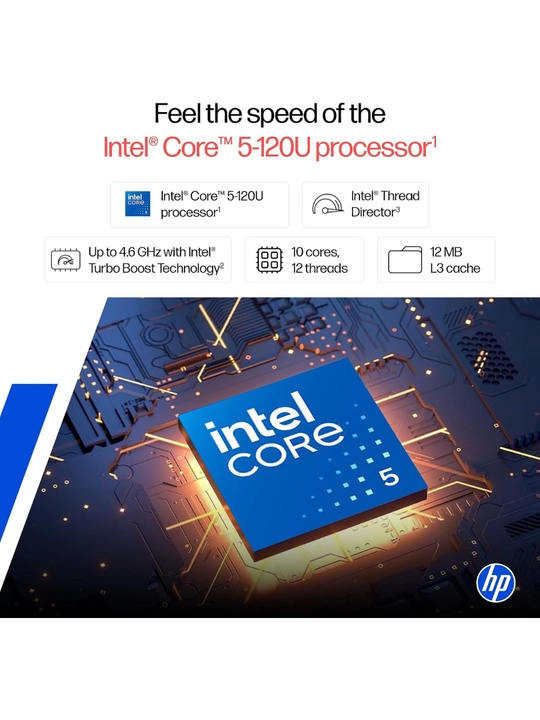 Ноутбук HP Laptop 15, Intel® Core™ 5-120U, DDR4 16ГБ, 512ГБ SSD, 15.6" FHD, Windows 11