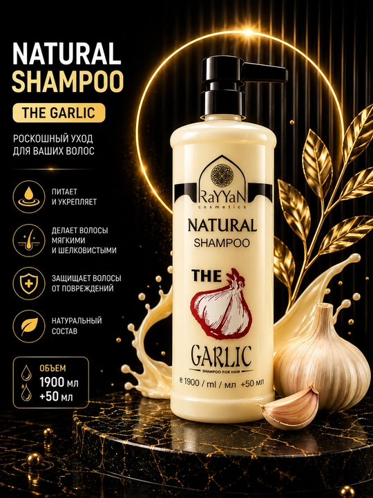 Rayyan Natural Shampoo shampun 1950 ml, soch uchun shampun, oziqlantiruvchi - 
