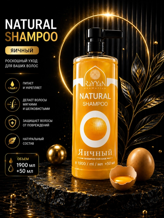 Rayyan Natural Shampoo shampun 1950 ml, soch uchun shampun, oziqlantiruvchi - 