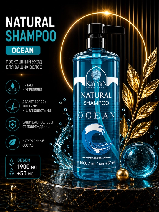 Rayyan Natural Shampoo shampun 1950 ml, soch uchun shampun, oziqlantiruvchi - 